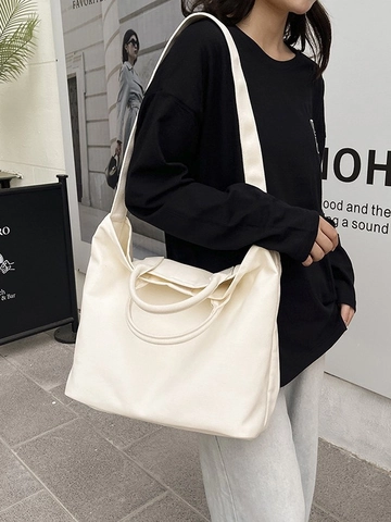 Damen Große Kapazität Leinwand Tragetasche Lässig Minimalistische Schultertasche Mit Passendem Beutel Leicht Pendeln Einfarbig Handtasche