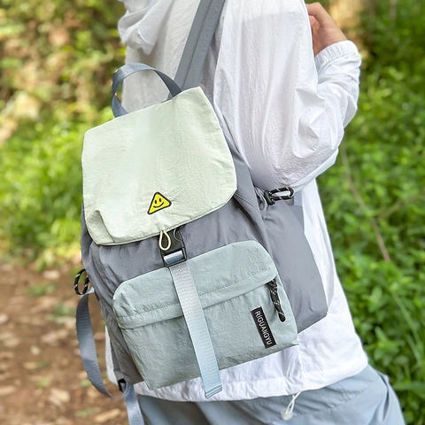 Sac à Dos Extérieur Colorblock Grande Capacité Pour Hommes Femmes Rétro Nylon Sac D'école Étudiant Résistant À L'eau Léger