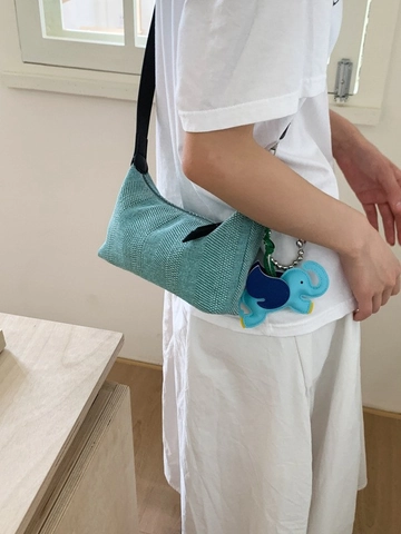 Borsa da Ascella Intrecciata da Donna Elegante Borsa a Tracolla Minimalista in Tinta Unita Con Simpatico Ciondolo a Elefante Borsa Casual Estiva