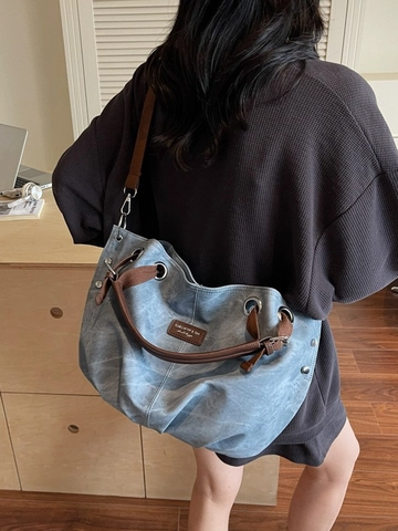 Sac Tote pour Femme Grande Capacité Rétro Vintage Texture Lavée PU Cuir Sac Bandoulière Minimaliste Décontracté Épaule Sac à Main