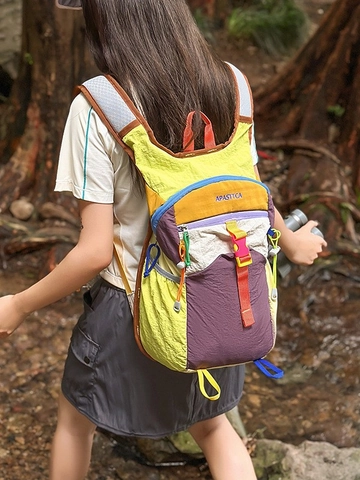 Sac à Dos de Randonnée en Plein Air Patchwork Multicolore Grande Capacité Nylon Daypack pour Hommes Femmes Léger Voyage Fitness