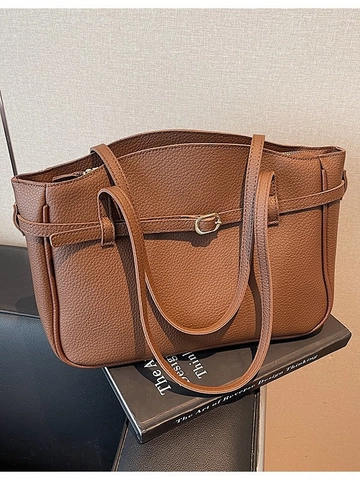 Sac Cabas Femme Minimaliste en Cuir PU Grain de Litchi Grande Capacité Sac à Épaule Avec Fermeture Éclair pour Travail Voyage