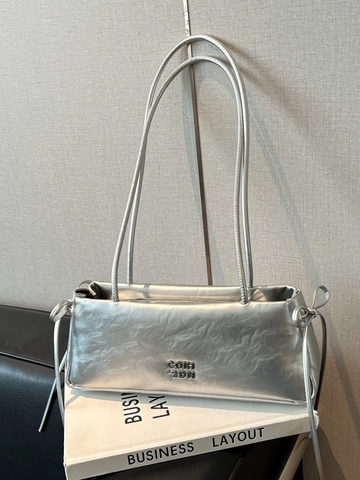 Sac Sous le Bras en Cuir PU Plissé pour Femmes Sac Baguette à Plis à la Mode Avec Détail de Nœud Sac à Main Chic