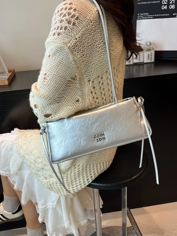 Sac Sous le Bras en Cuir PU Plissé pour Femmes Sac Baguette à Plis à la Mode Avec Détail de Nœud Sac à Main Chic