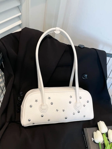 Borsa Sotto l'Ascella in Pelle PU con Rivetti a Stella Vintage per Donna Borsa a Tracolla a Texture a Ciottoli Moda Y2K Borsa