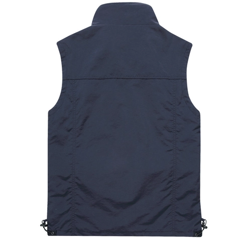 Gilet Funzionale da Uomo All'aperto Collo in Piedi Multitasche Pesca Fotografia Gilet Traspirante Fodera in Rete Casual