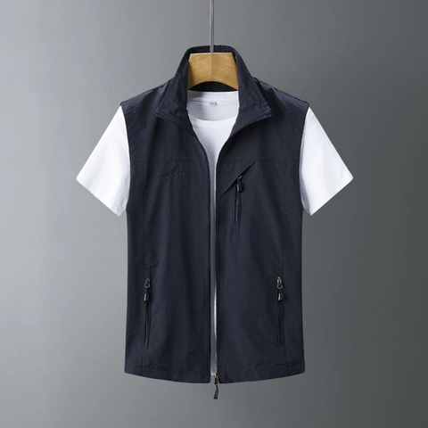 Herren Outdoor Leichte Weste Stehkragen Multi Tasche Utility Angeln Fotografie Weste Ärmellos Winddicht Casual Jacke