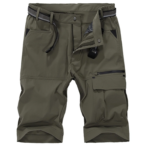 Herren Schnelltrocknend Outdoor Cargo Shorts Atmungsaktiv Casual Sommer Wandershorts Mit Gürtel Multi Pocket Sportbekleidung