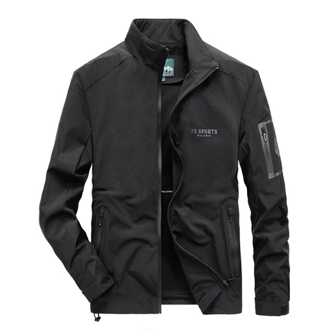 Veste Décontractée à Col Montant pour Hommes Coupe-vent Respirant Veste de Sport Extérieur Légère Mode Automne Haut Zippé