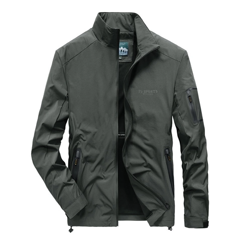 Veste Décontractée à Col Montant pour Hommes Coupe-vent Respirant Veste de Sport Extérieur Légère Mode Automne Haut Zippé