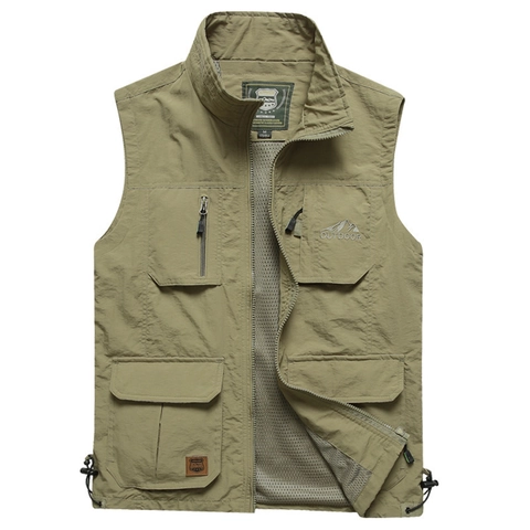Gilet da Pesca All'aperto a Asciugatura Rapida da Uomo Leggero Gilet da Fotografia a Rete Casual Multitasche Giacca Senza Maniche