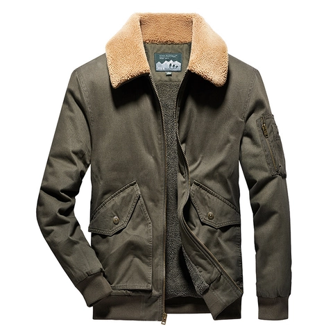 Herren Winter Wattierte Bomberjacke Sherpa-Kragen Baumwolle Winddicht Warm Multi-Pocket Cargo Workwear Mantel Für Outdoor