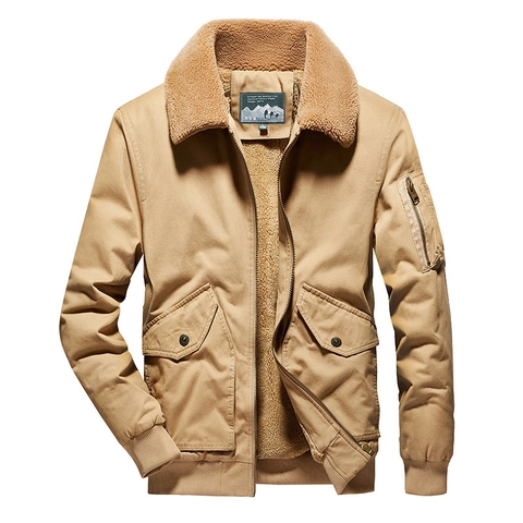 Herren Winter Wattierte Bomberjacke Sherpa-Kragen Baumwolle Winddicht Warm Multi-Pocket Cargo Workwear Mantel Für Outdoor