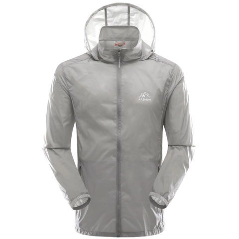 Giacca Protezione Solare da Uomo all'Aperto Sottile Asciugatura Rapida Antivento Leggera Con Cappuccio UPF30 Cappotto Solare per Escursionismo Ciclismo Sport Casual