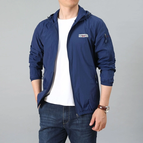 Giacca Protettiva Solare Leggera da Uomo Giacca a Vento con Cappuccio Outdoor Larga Taglie Forti Traspirante Nylon Casual Sportiva
