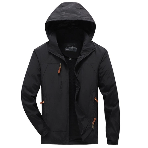 Coupe-vent à Capuche Décontracté pour Homme Veste de Mode en Polyester Légère Extérieur Automne