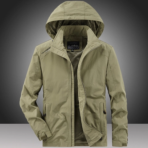 Herren Outdoor Sportjacke Kapuze Winddicht Schnelltrocknend Leicht Lässig Windbreaker Mantel Frühling Herbst Plus Size