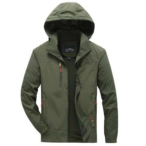 Chaqueta Cargo Cortavientos de Nailon para Hombre con Capucha Casual Cuello Alto Manga Larga Multibolsillos Tallas Grandes