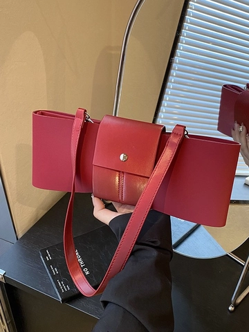 Minimalistische PU Leder Unterarmtasche Für Damen Mode Schleife Design Rechteckige Kleine Quadratische Tasche Vielseitige Schultertasche Alltag