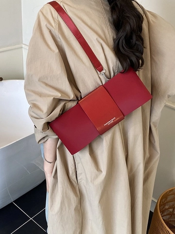 Minimalistische PU Leder Unterarmtasche Für Damen Mode Schleife Design Rechteckige Kleine Quadratische Tasche Vielseitige Schultertasche Alltag