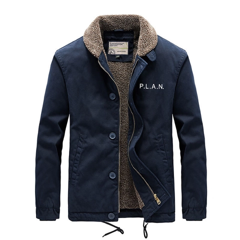 Chaqueta de Trabajo Retro Americana para Hombre Gruesa Forrada de Sherpa Abrigo Navy Deck Casual Resistente al Viento Cargo Ropa de Invierno
