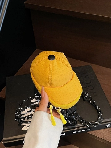 Borsa a Tracolla Creativa a Forma di Mini Cappellino da Baseball per Donna Moda con Motivo a Griglia Piccolo Portamonete con Tracolla in Corda Intrecciata