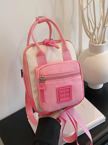Sac à Dos Mini Mode Femmes en Toile Couleur Contrastée Petit Sac à Bandoulière Multifonctionnel Décontracté Quotidien Voyage