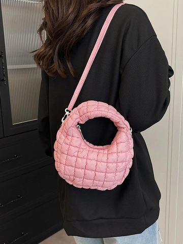 Nische Gesteppte Puffer Cloud Tasche Für Damen Leichte Nylon Schulter Umhängetasche Halbmond Blase Gesteppte Handtasche