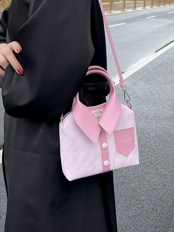 Unique Shirt Shaped Women Crossbody Bag Niche Design PU Leather Handbag Fashion Small Square Shoulder Bag Streetwear Purse