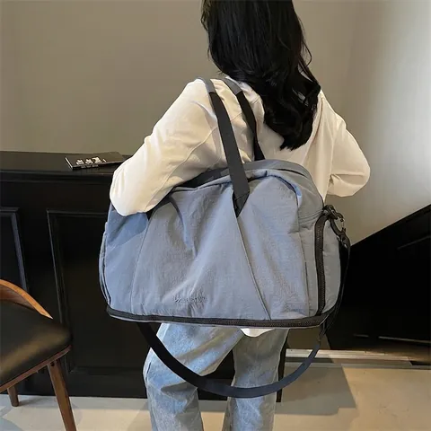 Large Capacity Nylon Travel Bag For Gym Fitness With Dry Wet Separation Shoe Compartment Weekend Duffel Bag For Men Women