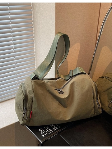 Bolso Bandolera de Lona para Mujer Gran Capacidad Bolso de Hombro Casual Versátil Color Sólido Bolso de Fitness Viaje