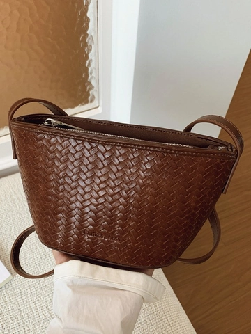 Damen Mode Geflochtene PU Leder Beuteltasche Lässige Webart Schulter Umhängetasche Vintage Stil Kleine Tasche Für Den Alltag