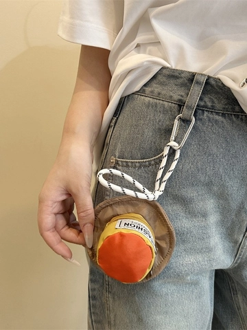 Mini Hat Shaped Coin Purse Portable Earphone Case Bag Charm Keychain With Lanyard And Carabiner Nylon Storage Small Bag