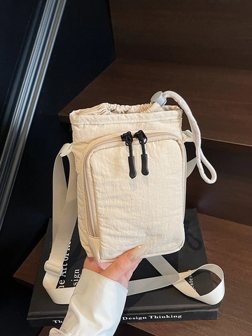 Borsa a Tracolla Minimalista in Nylon con Coulisse per Donna Borsa per Cellulare Piccola Resistente all'Acqua Urban Daily