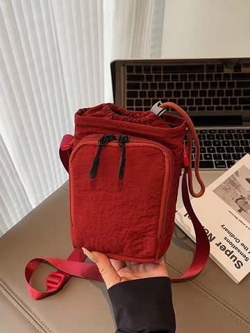 Borsa a Tracolla Minimalista in Nylon con Coulisse per Donna Borsa per Cellulare Piccola Resistente all'Acqua Urban Daily
