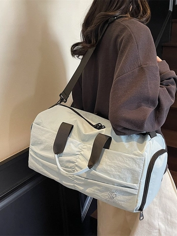 Grand Sac de Voyage Plissé en Tissu pour Femmes Hommes Sac de Sport Imperméable Ultra-léger Sac à Bandoulière Main