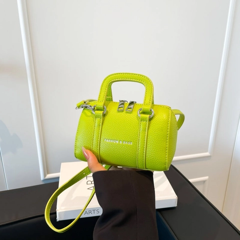 Women's Fashion Letter Print Mini Boston Bag Lychee Texture PU Leather Handbag Casual Crossbody Shoulder Bag Small Purse