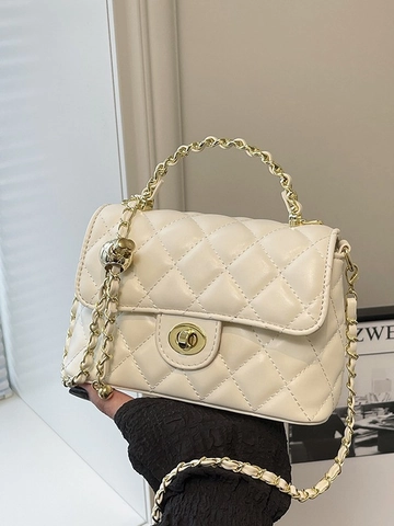 Borsa a Spalla da Donna Trapuntata a Catena in Pelle PU Borsa a Tracolla Casual Piccola Borsa Quadrata Con Chiusura a Girello