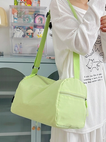 Borsa da Palestra in Nylon a Grande Capacità per Yoga Nuoto Borsa a Tracolla Cilindrica Leggera da Viaggio Unisex