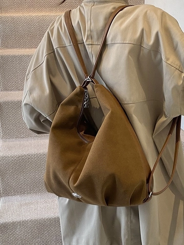 Sac à Bandoulière Femme en Cuir PU Grande Capacité Sac à Dos Hobo Multifonctionnel Sac Fourre-tout Souple Minimaliste Pour Travail