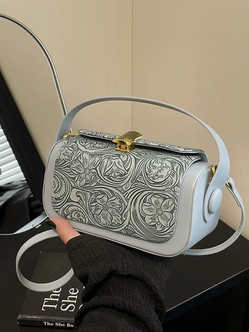 Borsa a Scatola in Pelle PU Con Fiori a Rilievo Vintage Borsa a Tracolla Quadrata Piccola da Donna Borsa a Mano retrò Moda Estate