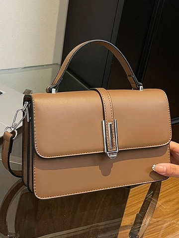 Minimalistische Dames PU Leer Kleine Vierkante Tas Met Handvat En Verstelbare Schouderriem Veelzijdige Crossbodytas Elegante Handtas