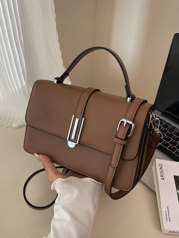 Minimalistische Dames PU Leer Kleine Vierkante Tas Met Handvat En Verstelbare Schouderriem Veelzijdige Crossbodytas Elegante Handtas