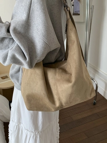 Women PU Frosted Tote Bag Minimalist Hobo Shoulder Bag Large Capacity Solid Color Slouchy Commuting Crossbody Handbag