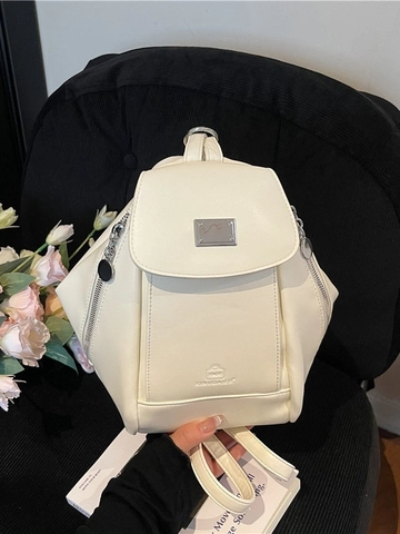 Women's Fashion PU Leather Large Capacity Backpack Solid Color Stitching Multipurpose Travel Casual Daypack Shoulder Bag