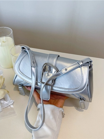 Bolso de Hombro de Cuero PU Vintage para Mujer Hebilla de Metal Grande Cremallera Decorativa Bolso de Axila Moda Retro Color Sólido