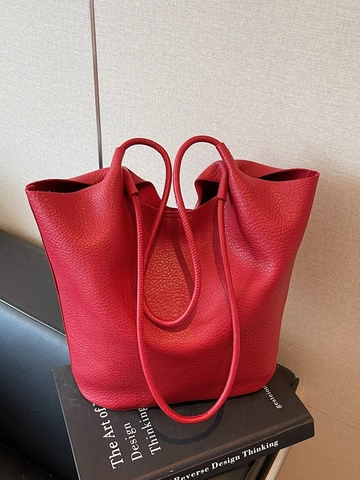 Minimalistische Litschi Muster PU Leder Tragetasche Für Damen Große Kapazität Eimer Schultertasche Hochzeit Party Handtasche