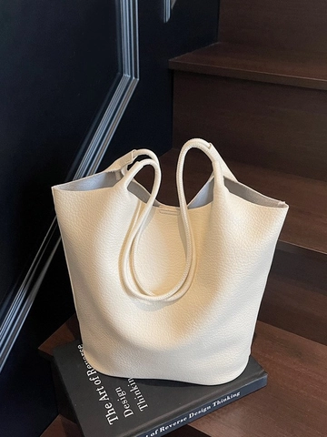 Minimalistische Litschi Muster PU Leder Tragetasche Für Damen Große Kapazität Eimer Schultertasche Hochzeit Party Handtasche