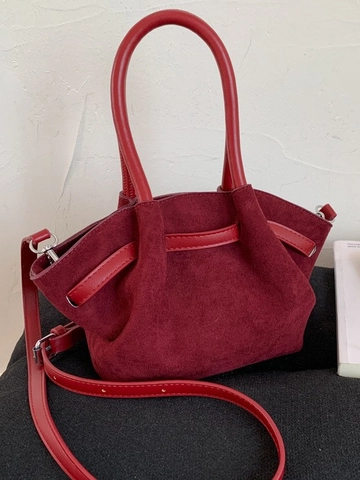 Borsa Tote da Donna Grande Capacità in Texture Scamosciata Opaca Vintage Borsa a Tracolla in Pelle PU Cucitura Borsa a Mano Retrò