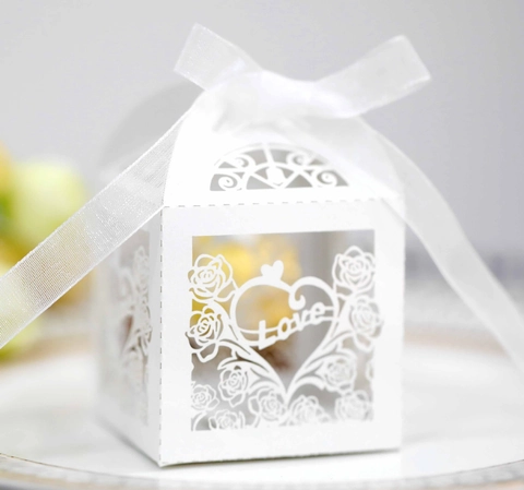 Hohlrose Liebe Herz Süßigkeitenbox Mit Bandschleife Laser Geschnitten Hochzeit Geschenkbox Valentinstag Schokolade Papierbox